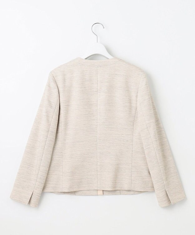 J.PRESS LADIES S ライトツイードストレッチ ノーカラー ジャケット ベージュ系1