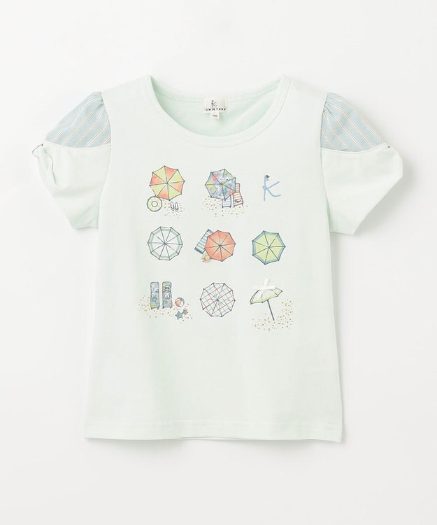 組曲 KIDS 【110-140㎝】【UVケア】パラソルアート Tシャツ ライトグリーン系