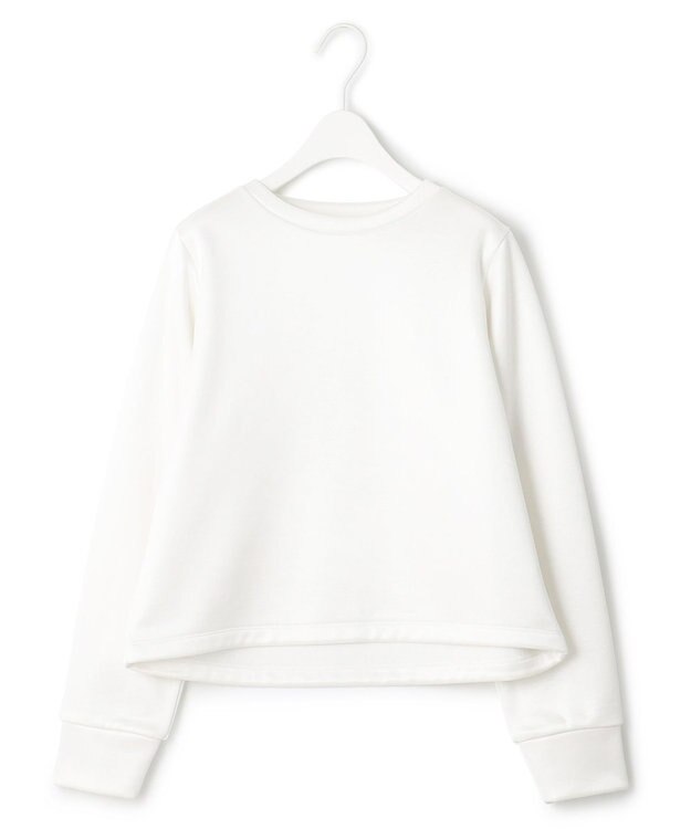 ICB L 【洗える】サテンボンディング クルーネックプルオーバー オフホワイト系