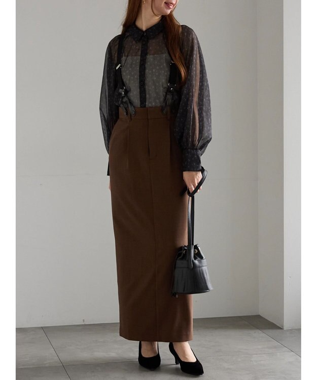 Te chichi サスペンダータイトスカート ブラウン