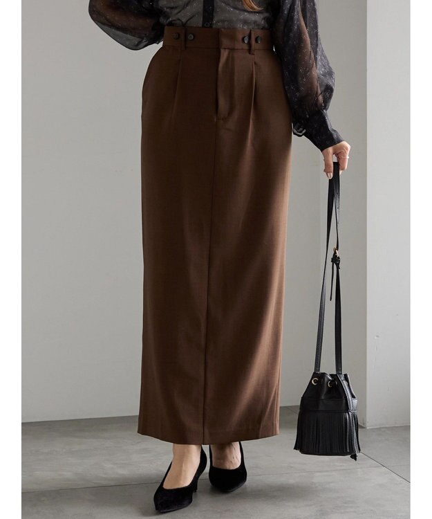 Te chichi サスペンダータイトスカート ブラウン