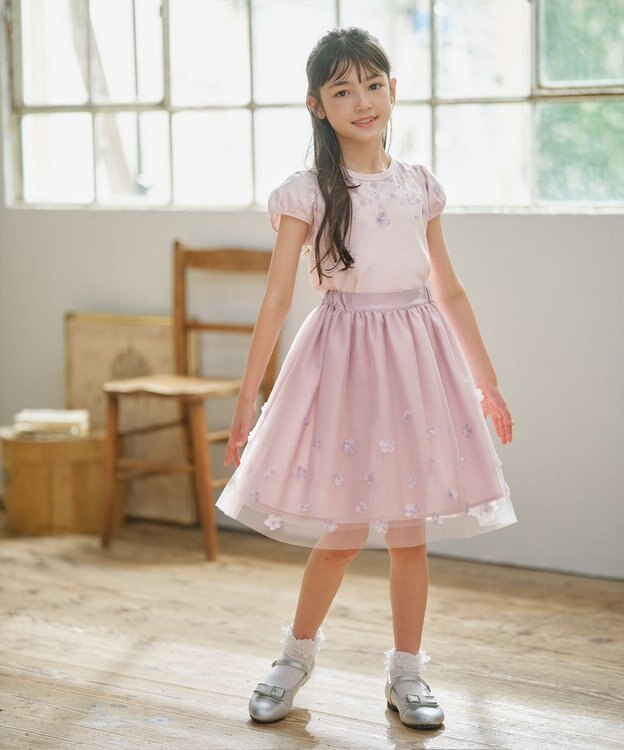 組曲 KIDS 【110-140㎝】ミスティフラワー Tシャツ ピンク