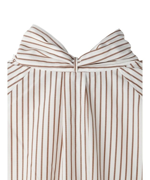 earth music&ecology ボウタイシャツワンピース Stripe Brown