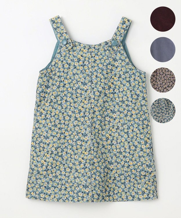 組曲 KIDS 【100㎝】モノトーンフラワーコーデュロイ ワンピース ブルー系5