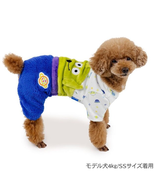 PET PARADISE ディズニー トイ・ストーリー ふわふわエイリアン ロンパース 小型犬 ホワイト×ライム