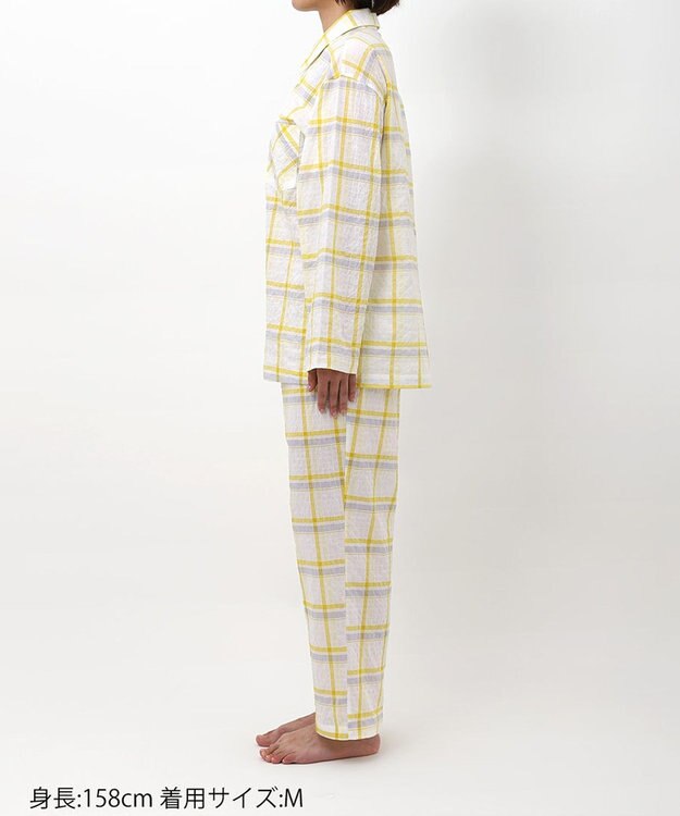 ワコール／睡眠科学 パジャマ 長袖 長ズボン 綿混ローン素材 レディース YDX343 睡眠科学／ワコール イエロー