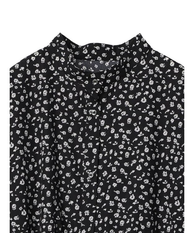 Green Parks ２ｗａｙ小花柄ギャザーシャツワンピース Black