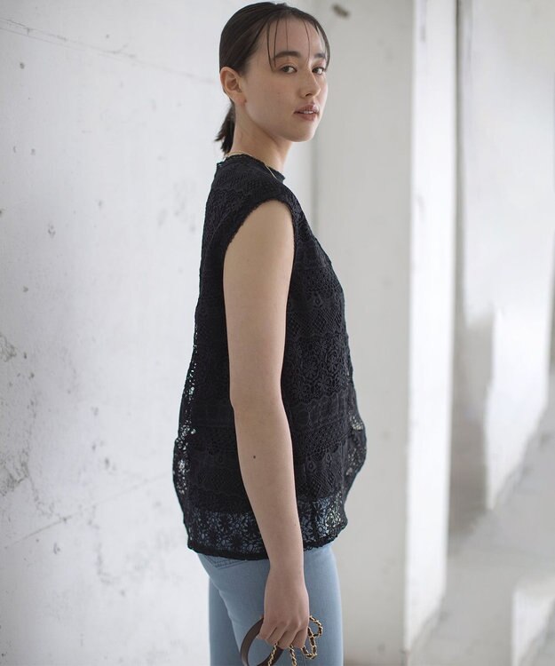 組曲 ラッセルレース ブラウス ブラック系