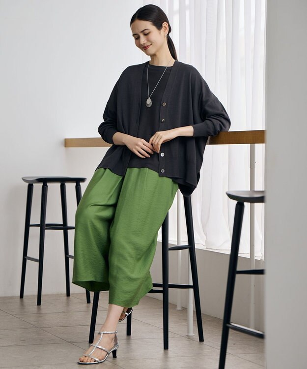 自由区 L ドライシアーファインゲージ カーディガン ブラウン