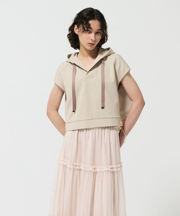 GRACE CONTINENTAL クロップトジャージトップ ベージュ