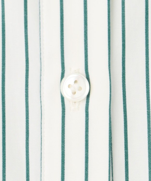 23区 S 【洗える】CANCLINI ギャザー フレア ブラウス ホワイト×グリーンストライプ