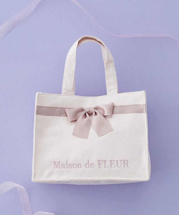 Maison de FLEUR リボンジャカードスクエアトートバッグ Pink