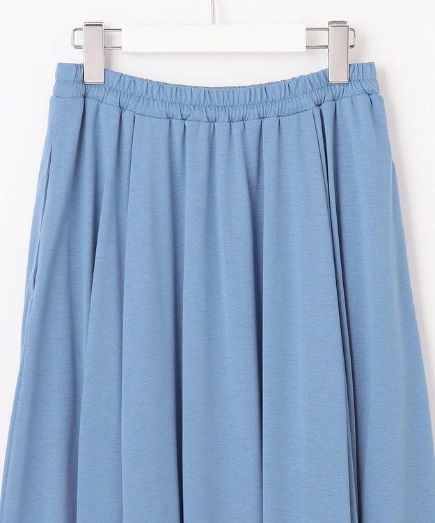 J.PRESS LADIES L 【洗える】ジャージー フレアー スカート ブルー系