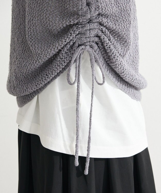 Green Parks サイドシャーリング透かし編みニットプルオーハ Gray