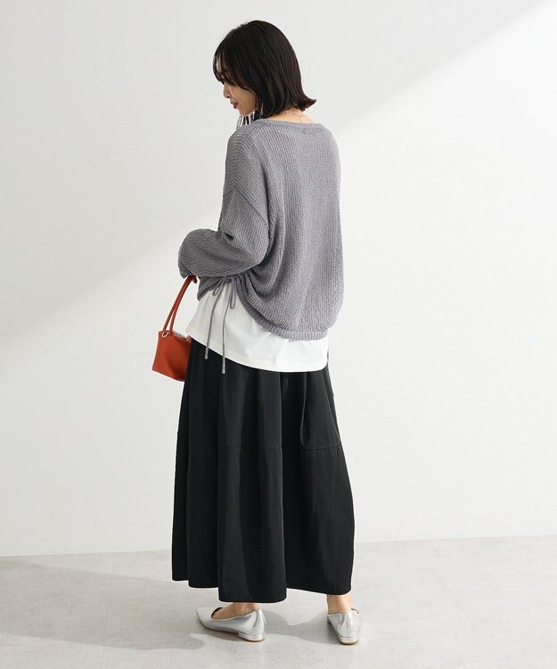 Green Parks サイドシャーリング透かし編みニットプルオーハ Gray