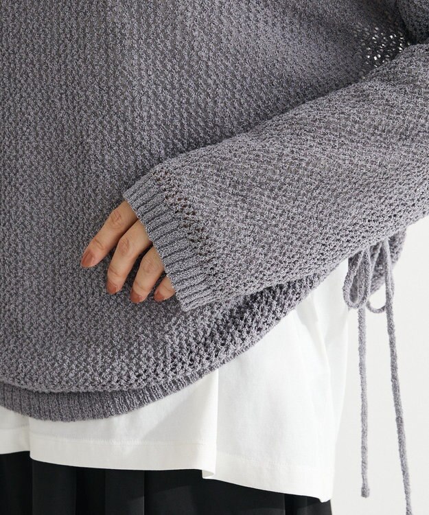 Green Parks サイドシャーリング透かし編みニットプルオーハ Gray