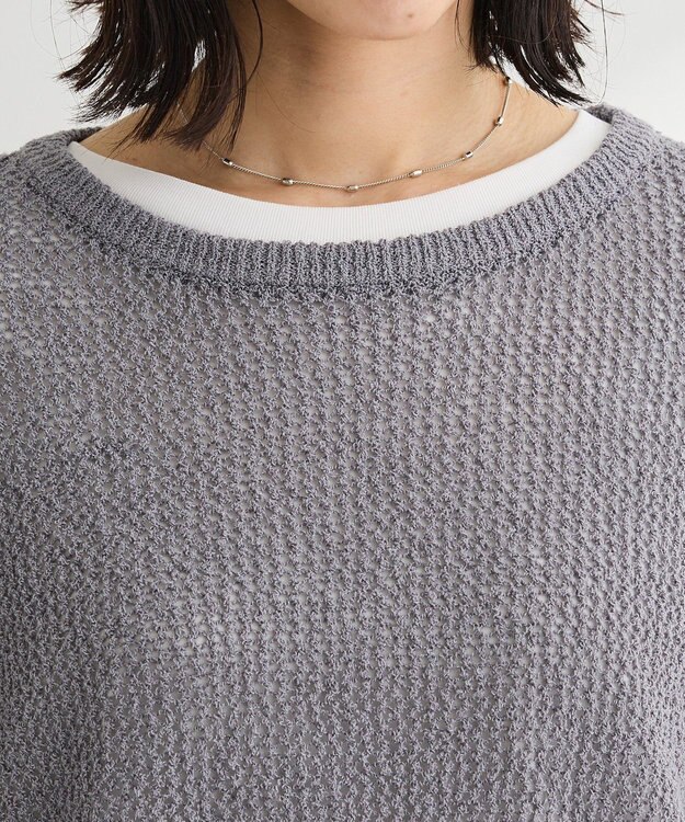 Green Parks サイドシャーリング透かし編みニットプルオーハ Gray