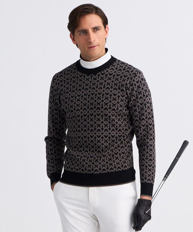 23区GOLF 【MEN】モノグラムジャガードニット ブラック系5