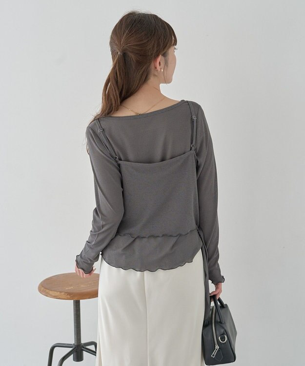 earth music&ecology 【SET2点】ツイストキャミレイヤードカットソー Gray