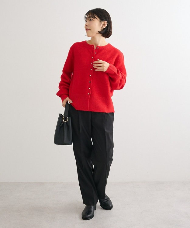 Green Parks 金釦コンパクトニットカーディガン Red