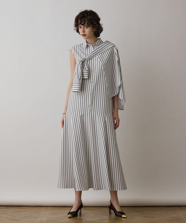 GRACE CONTINENTAL ストライプシャツワンピース ホワイト