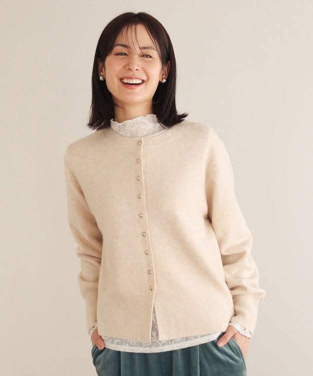 Green Parks 金釦コンパクトニットカーディガン Ivory