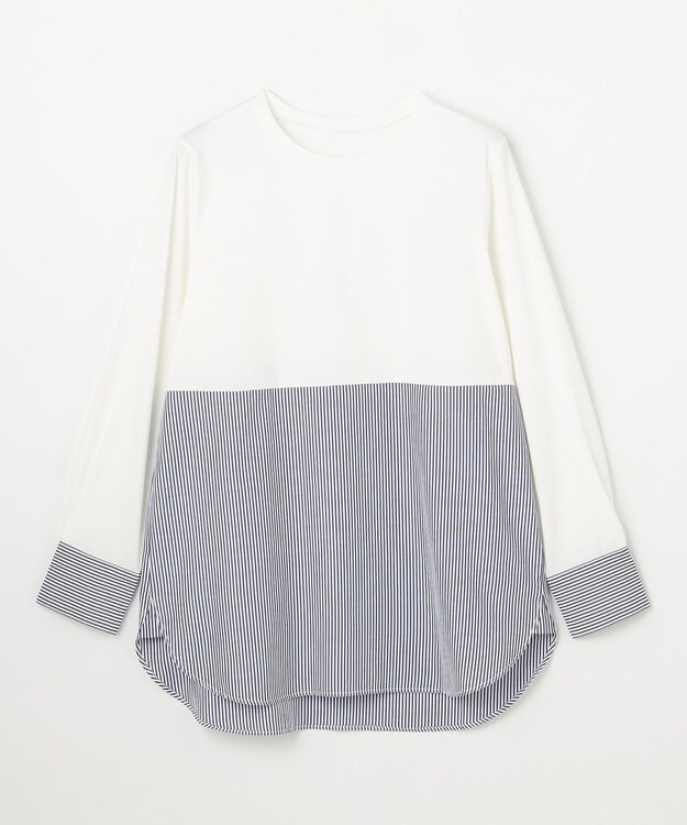 ANY シャツコンビレイヤードインナー ネイビーストライプ