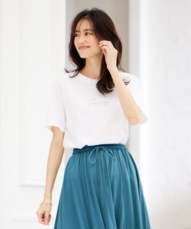 J.PRESS LADIES バック フォト Tシャツ ホワイト系