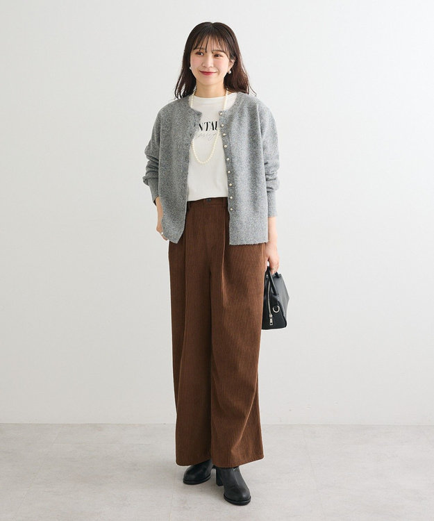 Green Parks 金釦コンパクトニットカーディガン Gray Mixture