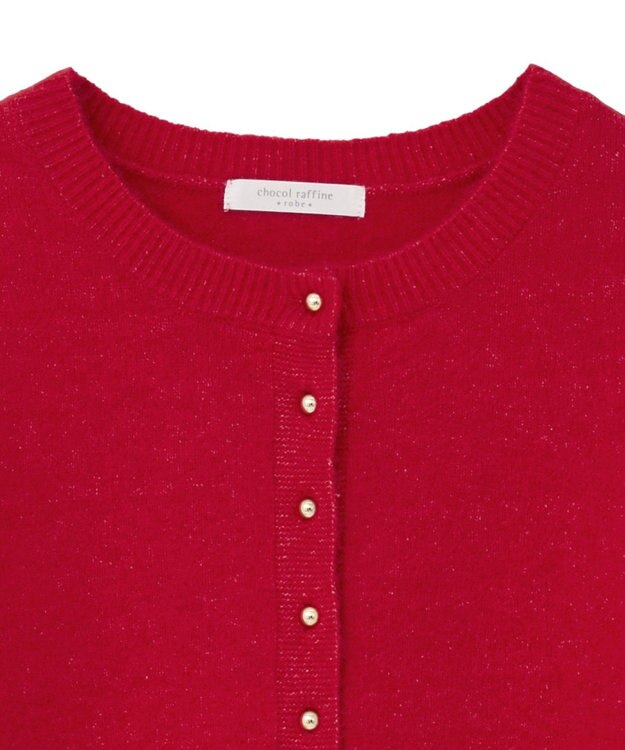 Green Parks 金釦コンパクトニットカーディガン Red