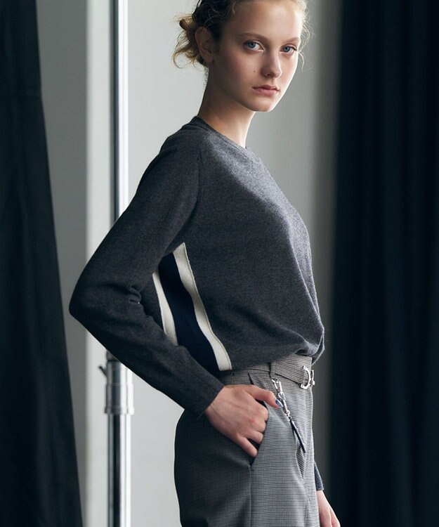 ICB 【30th ANNIVERSARY】 カシミヤブレンド 配色デザインプルオーバー クラウディスカイ