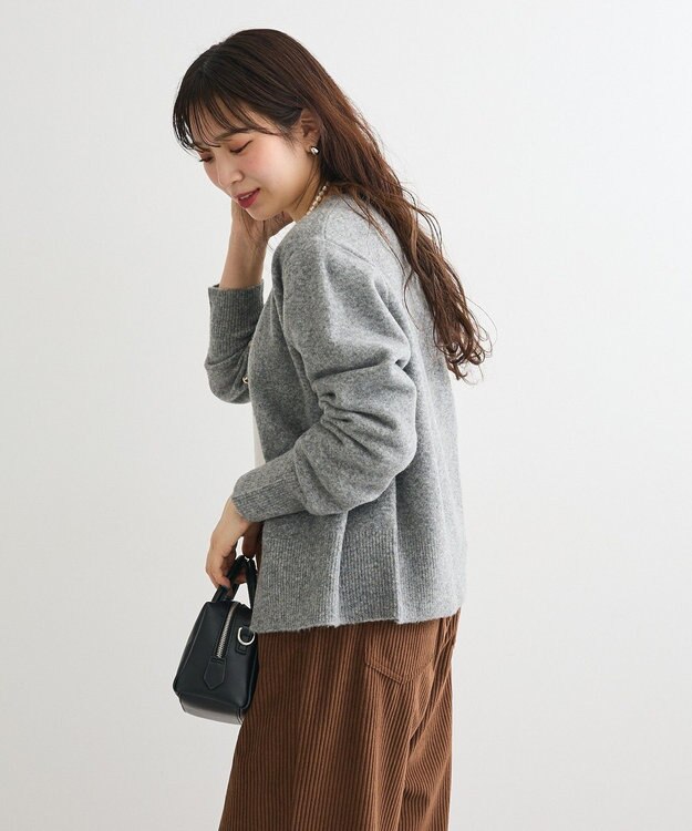 Green Parks 金釦コンパクトニットカーディガン Gray Mixture