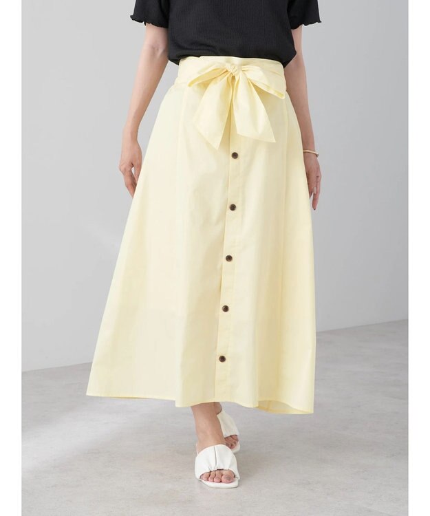 earth music&ecology ウエストリボンヘムスカート Yellow