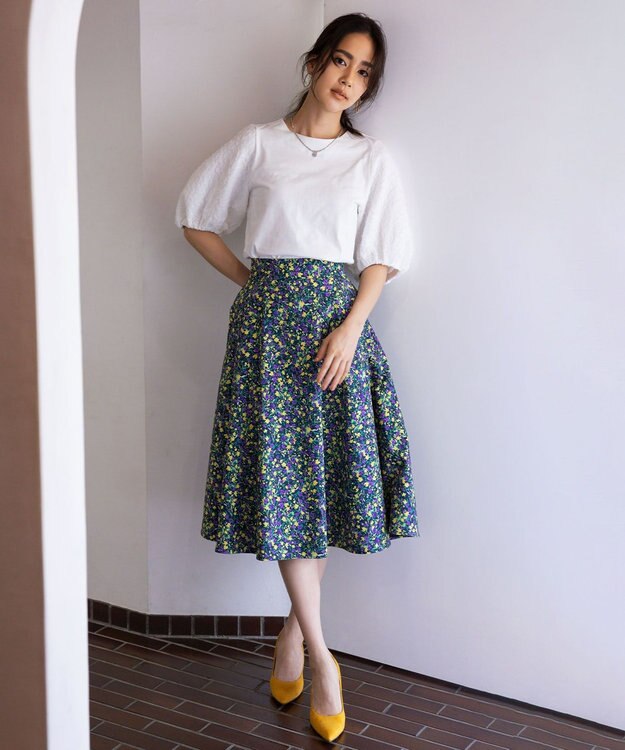 組曲 【洗える】レリーフスリーブジャージー カットソー アイボリー系