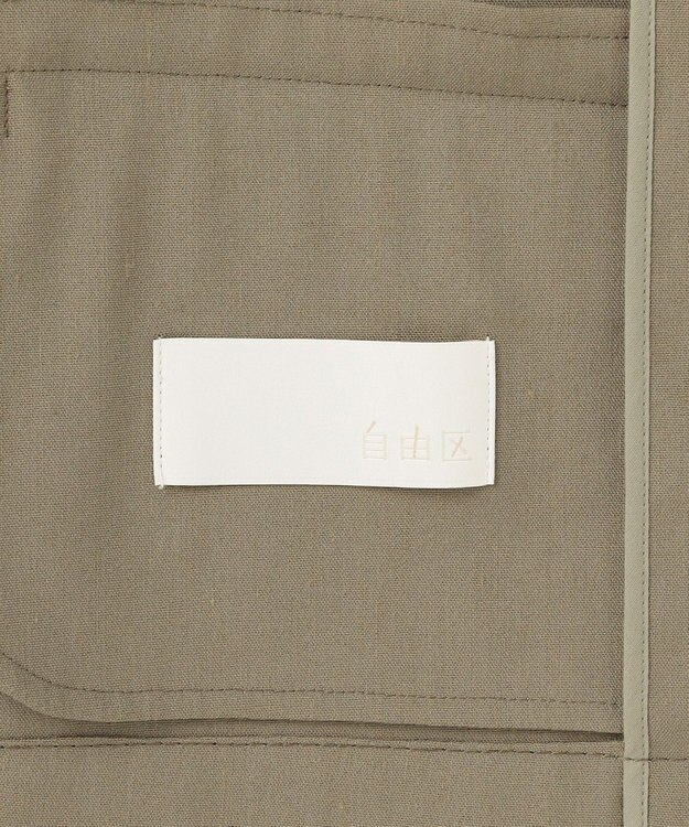 自由区 【カタログ掲載・セットアップ対応】リネンストレッチノーカラー ジャケット カーキ