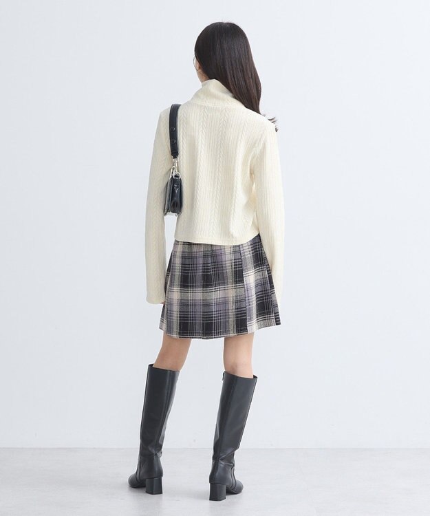 earth music&ecology ベロアケーブルＺｉｐカーディガン Ivory