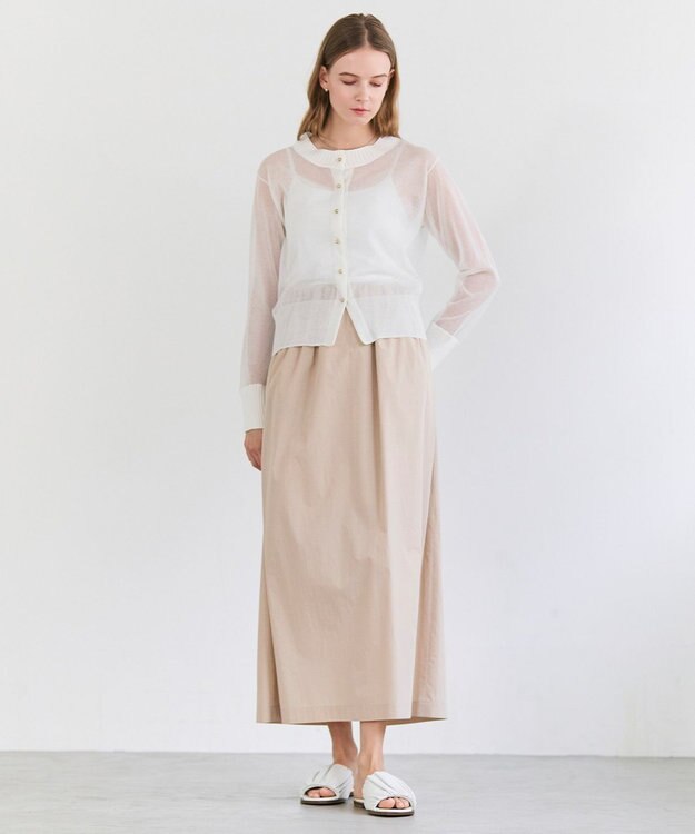 BEIGE， MALLOW / コットンタック イージーフレアスカート Beige