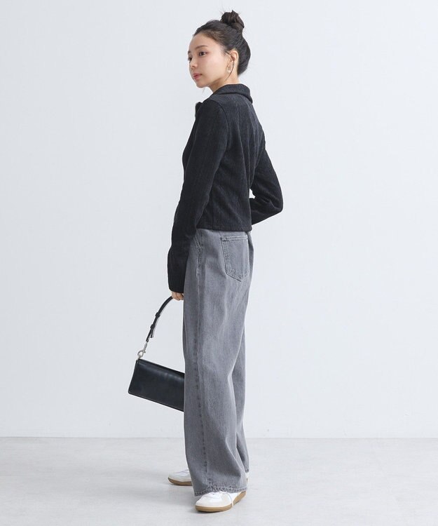 earth music&ecology ベロアケーブルＺｉｐカーディガン Ivory