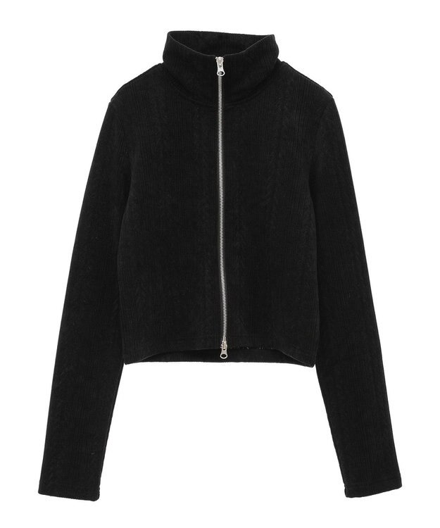 earth music&ecology ベロアケーブルＺｉｐカーディガン Ivory