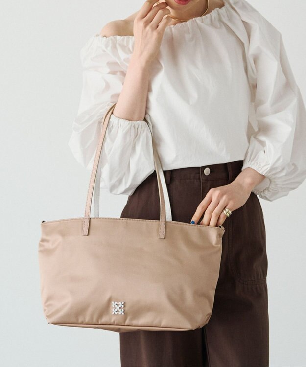 russet バイカラーレザーハンドルトートバッグ(SF-279) PinkBeige