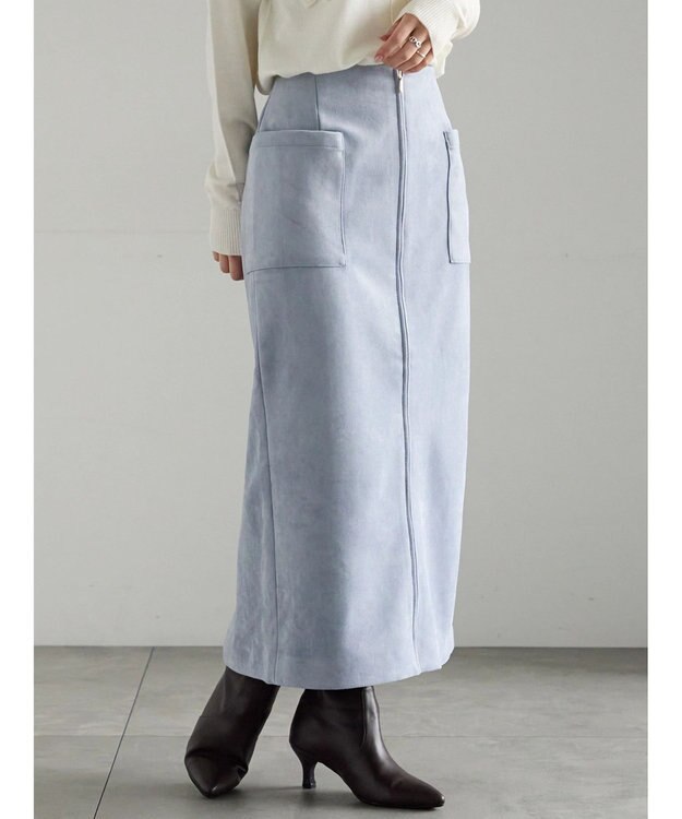 Te chichi ボンディングスエードタイトスカート ブルー