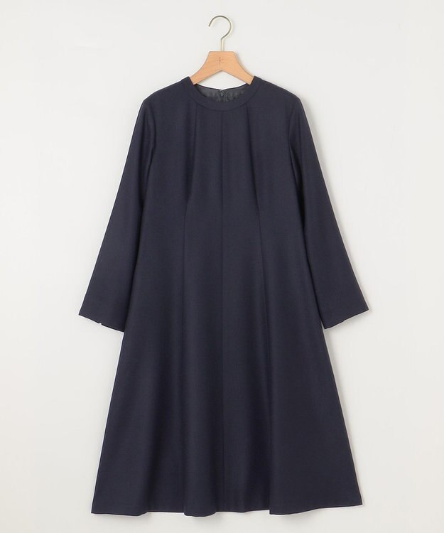 組曲 【WEB限定】ウールジョーゼット フレアワンピース ネイビー系