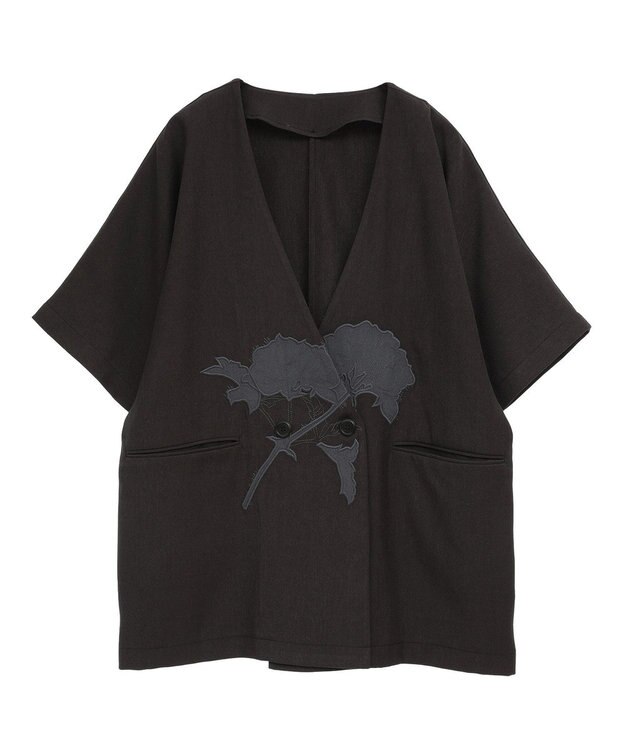 CRAFT STANDARD BOUTIQUE 刺繍カラーレスジャケット Dark Gray