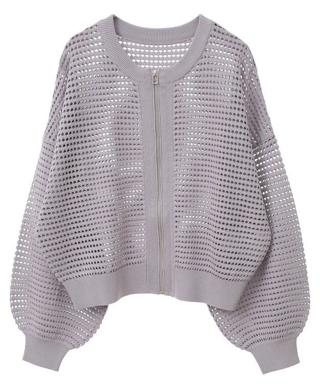 AMERICAN HOLIC ジップアップメッシュニットカーディガン Light Purple
