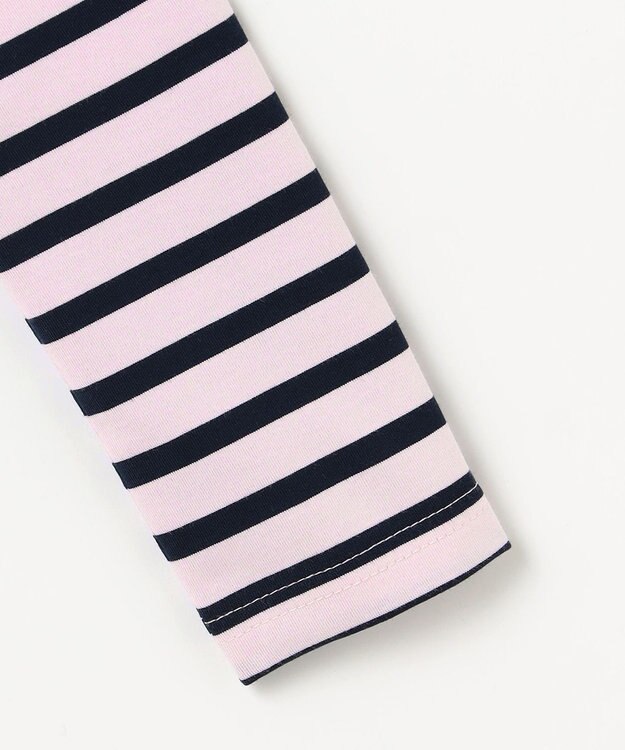 組曲 KIDS 【110-140㎝】フラワー刺繍ボーダー Tシャツ サクラ系