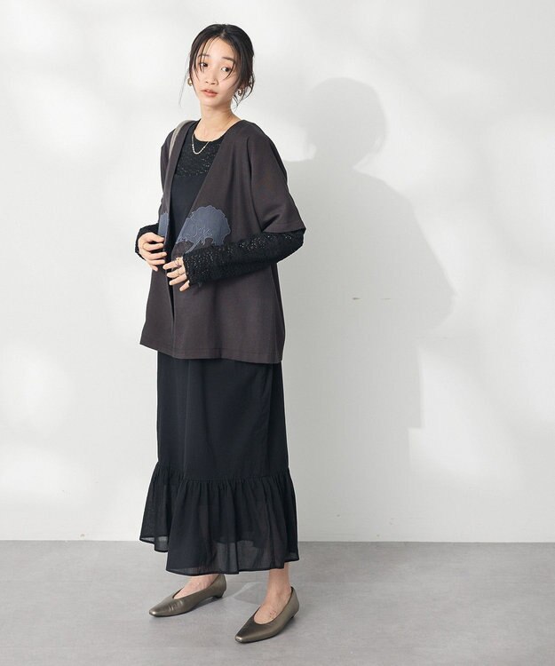 CRAFT STANDARD BOUTIQUE 刺繍カラーレスジャケット Dark Gray