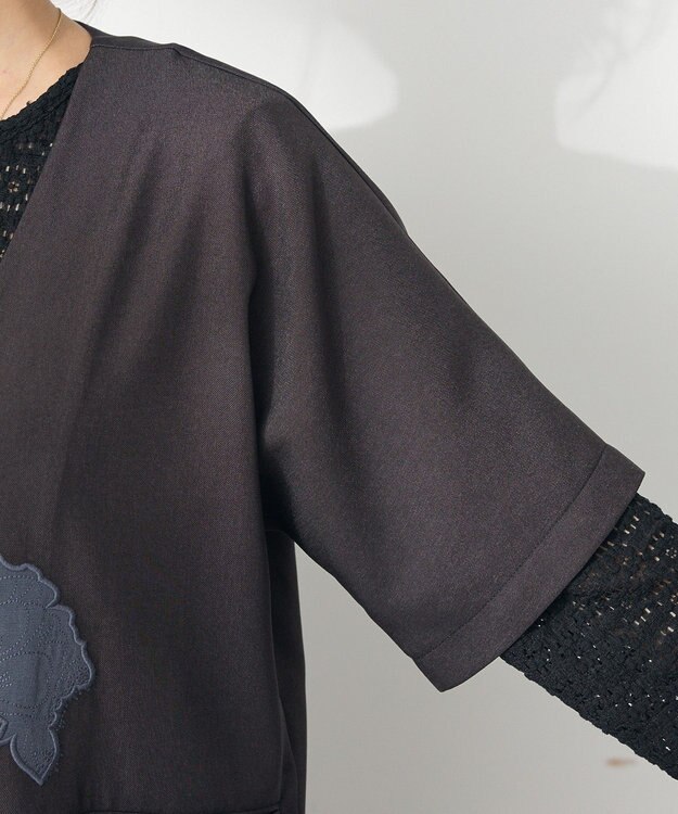 CRAFT STANDARD BOUTIQUE 刺繍カラーレスジャケット Dark Gray