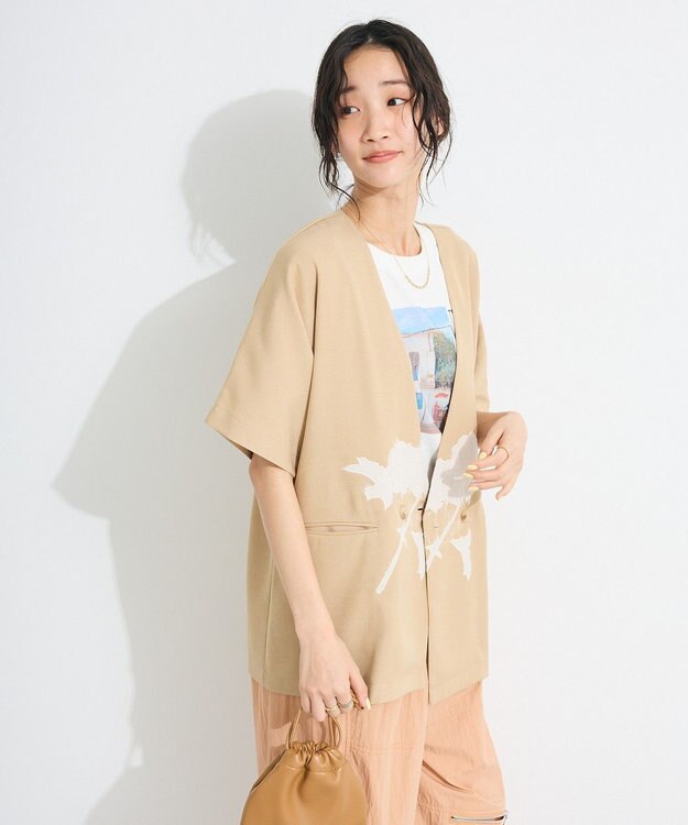 CRAFT STANDARD BOUTIQUE 刺繍カラーレスジャケット Beige