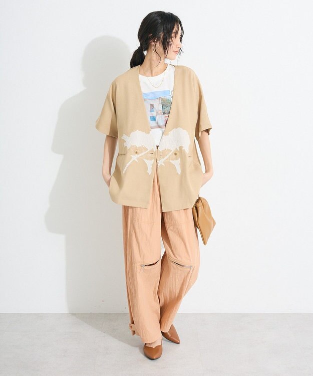 CRAFT STANDARD BOUTIQUE 刺繍カラーレスジャケット Beige