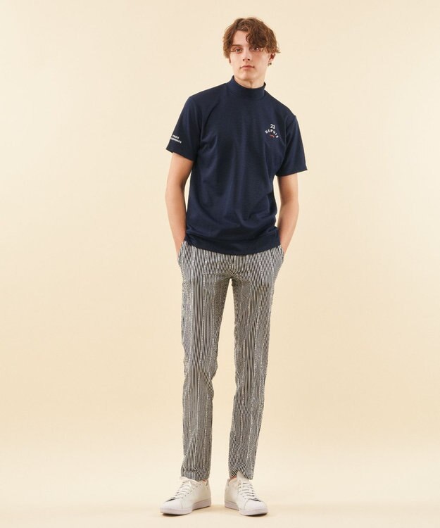 23区GOLF 【MEN】【吸水速乾/UVケア】ＹＥＬＬ柄ジャガード モックネック ネイビー系